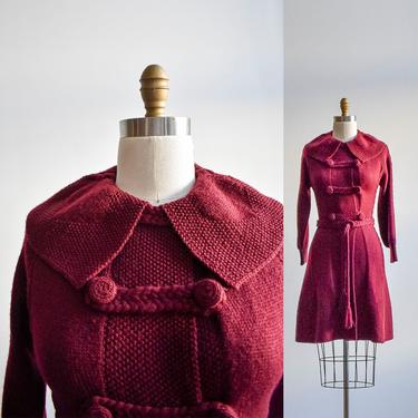 1970s Maroon Sweater Dress 