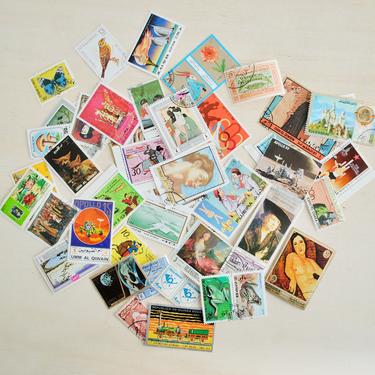Lot of 50 Vintage Postage Stamps, Assorted Countries &amp; Years 