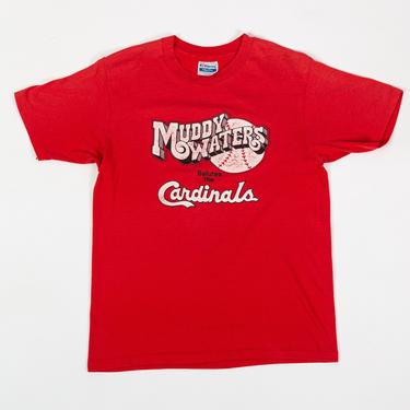 80s Muddy Waters Salutes The Cardinals T Shirt - Men&#39;s Medium, Women&#39;s Large | Vintage Red St. Louis Music Venue Graphic Tee 