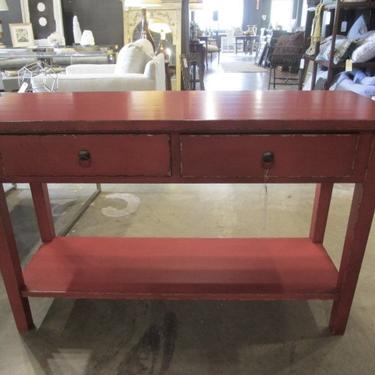 RUSTIC RED PAINTED CONSOLE TABLE