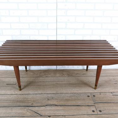 Mid Century Modern Wood Slat Bench/Coffee Table 