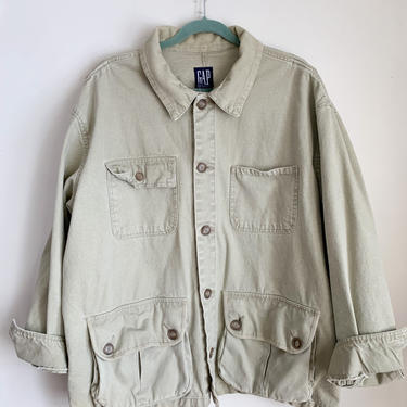 Vintage 1990s Khaki Chore Jacket / men's XL 