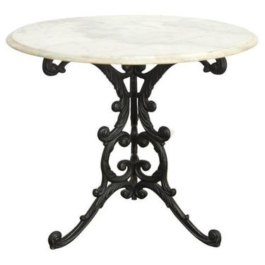 French Art Nouveau Style Iron Marble Bistro Table by ErinLaneEstate