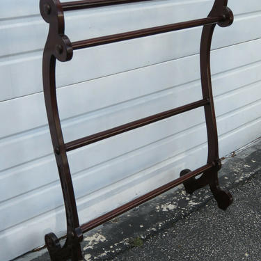 Carved Mahogany Vintage Quilt Clothing Towel Rack 1445