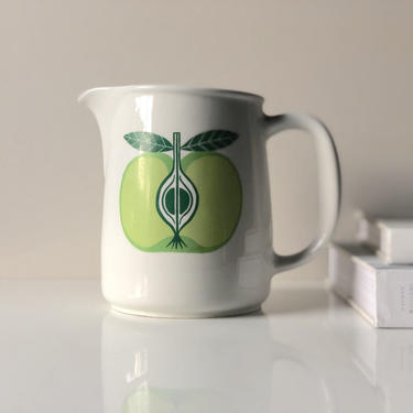 Vintage Arabia Of Finland Ceramic Pitcher with Green Apple, Arabia Finland Pitcher 