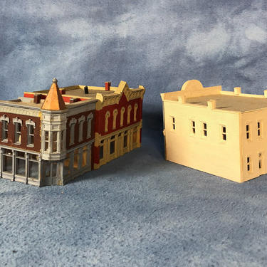 Vintage Trio of Town Buildings, Stores American Small Town N Scale, Victorian 