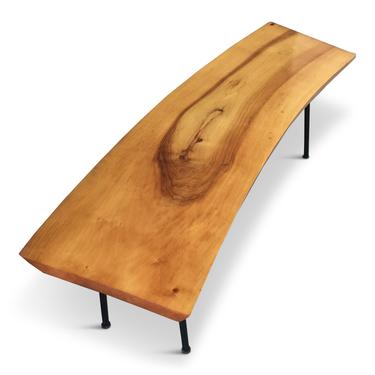 Live Edge Birch Bench or Coffee Table with Iron Legs from Germany Mid Century