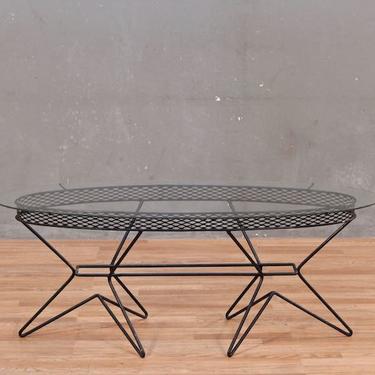 Atomic Wire &amp; Glass Oval Coffee Table
