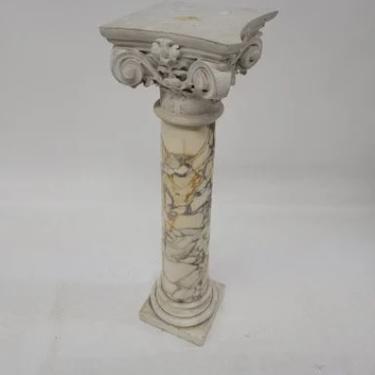 Antique Neoclassical Marble Column Sculpture Display Pedestal