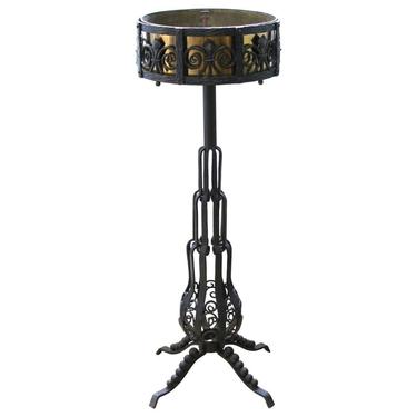 French Art Deco Wrought Iron and Brass Planter Stand