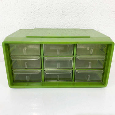 True Vintage Akro-Mils Drawers Green 9 Drawer Craft Storage Box Plastic Storage Container Beads Crafts Akro Mils Akron Ohio Myers Cabinet 