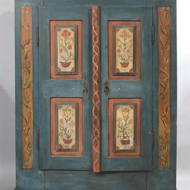 Bavarian Armoire, Antique, Painted in teal and floral motif, Local Alexandria VA Pick Up Only 
