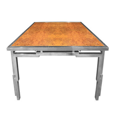 Willy Rizzo Dining Table in Chrome and Burl Wood 1970s