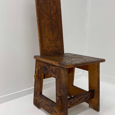 Free Shipping Within Continental US - Vintage Arts And Crafts Pyrography Hall Chair 