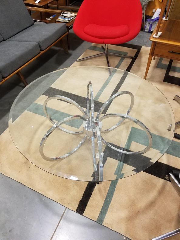 Glass top modernist coffee table