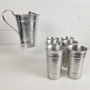 Vintage Aluminum Pitcher w/ 6 cups