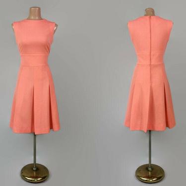 VINTAGE 60s Peach Pleated Sweep Fit n Flare Dress | 1960s Pin-Up Mini Dress | Spring Scooter Tennis Dress | Trends by Jerrie Lurie 