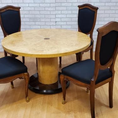 Antique Rococo Italian Ornate Shield Back Dining Chairs and Henredon Game Table  - Set of 5