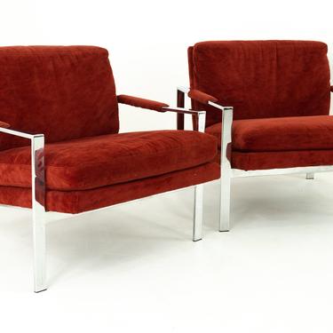 Patrician Furniture Company Milo Baughman Style Mid Century Chrome Lounge Chairs - mcm 