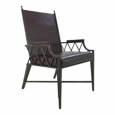 Global Views Modern Brown Saddle Leather and Metal Corset Lounge Chair