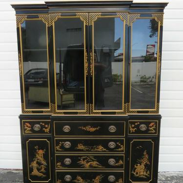 Chinoiserie Hollywood Regency Large China Cabinet Cupboard by Drexel 2224