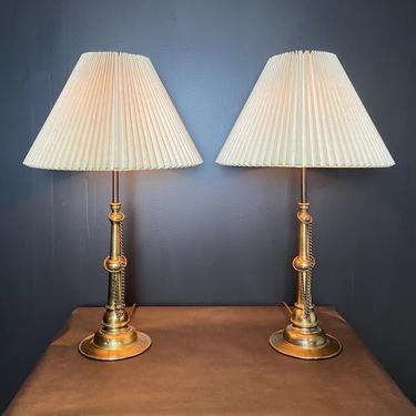 Pair of Lamps w/ Chain Detail