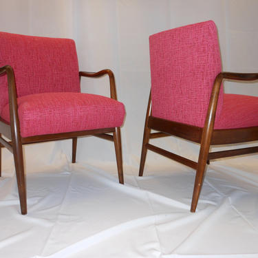 Phillip Lloyd Powell Style Mid Century Modern Arm Chairs 