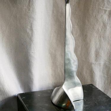 Postmodern Tall Scalloped Chrome Candle Holder