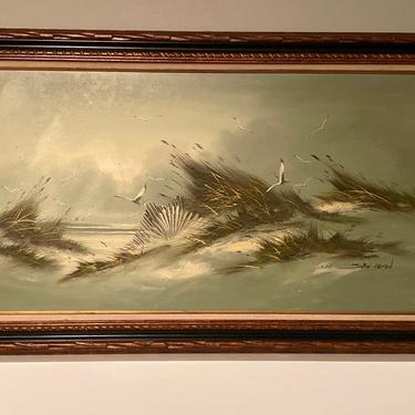 Huge Vintage Signed & Framed Ocean Oil Painting John Lemon 