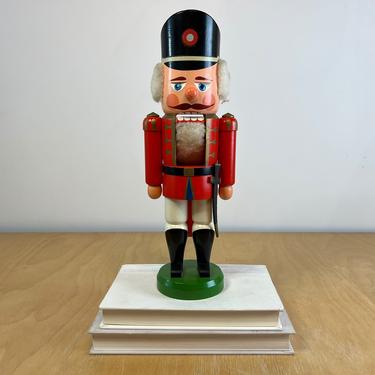 14&quot; Soldier Nutcracker, Vintage Red and Gold Hand Painted Wood Figurine, Traditional Holiday Christmas Decor 