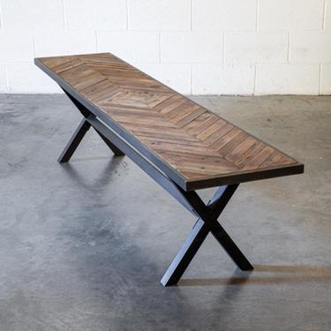 Metal Frame Reclaimed Wood Bench