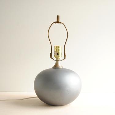 Vintage Charcoal Grey Ceramic Lamp, Silvery Gray Modern Pottery Lamp 