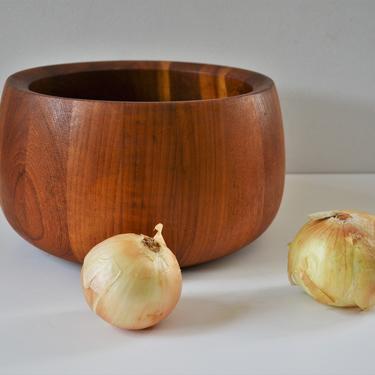 Large 10.5&quot; Staved Teak Danish Modern wooden Bowl by Dansk 