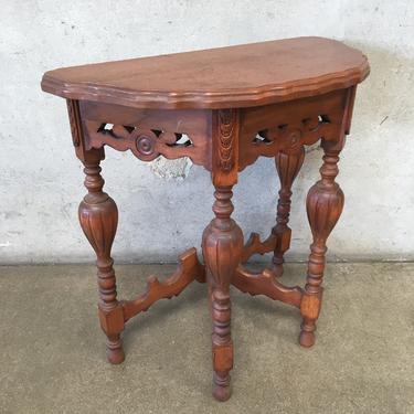 Vintage Carved Demilune Table