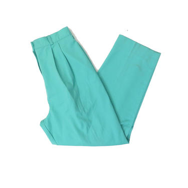 Vintage 80s Seafoam Green High Waisted Pleat Front Pants Size M 
