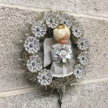 Vintage Christmas Tree Topper Retro 1970s Angel Wreath + Mid Century Modern + Light up + Tree Trimming +  MCM + Home and Holiday Decor 