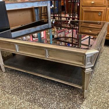 Large mirror topped glammy coffee table.  45” x 45” x 19”