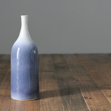 Blue & White Ombre Porcelain Bottle | Wheel Thrown | Handmade by CeramicsByCameron