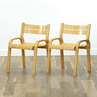 Pair Of Thonet Bent Wood Slat Chairs