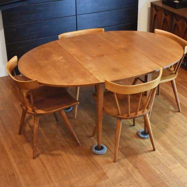 Vintage Paul Mccobb Planner Group dining set (oval drop-leaf table, four chairs) 