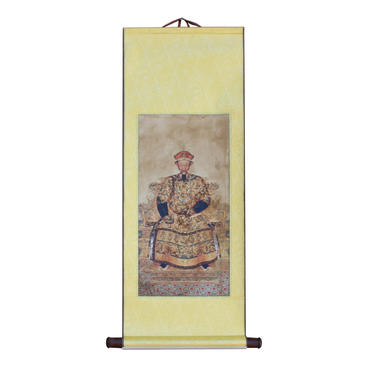Chinese Qing Emperor Portrait Scroll Painting Wall Art ws770E 