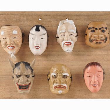 Noh Theater Ceramic Mask Set Japan 