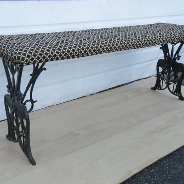 Mid Century Painted Metal Carved Peacock Upholstered Bed End Bench 1951