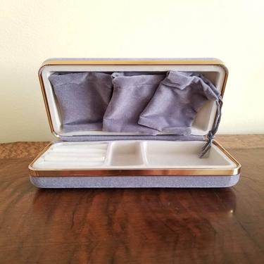 Vintage Travel Jewelry Case / Velvet Jewelry box / 1980s Small Jewelry Box / Costume Jewelry Case / Ring Storage / Gift Box Presentation Box 