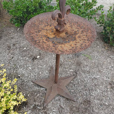 Antique Garden Ironwork Ornament from Architectural Salvaged Wrought &amp; Cast Iron Building Elements - Table Stand Planter Bird Bath Yard Art 