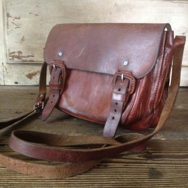 Leather Saddle Bag Handbag Rustic Woody Brown Handcrafted Satchel 
