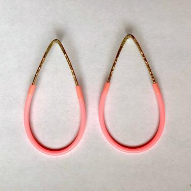 Bubblegum Pink Neon and Gold Drop Stud Earrings 