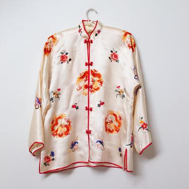 1930s Chinese Embroidered Silk Jacket / 30s Chinese Embroidery 