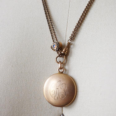 Edwardian Gold Locket with Chain and Opal-Set Slider | CAP 