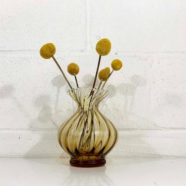Vintage Amber Art Glass Vase Small Bud Planter Gardener's Eden Vanity Mid-Century Modern Boho Bohoemian Oil Diffuser MCM Mid Century Italy 